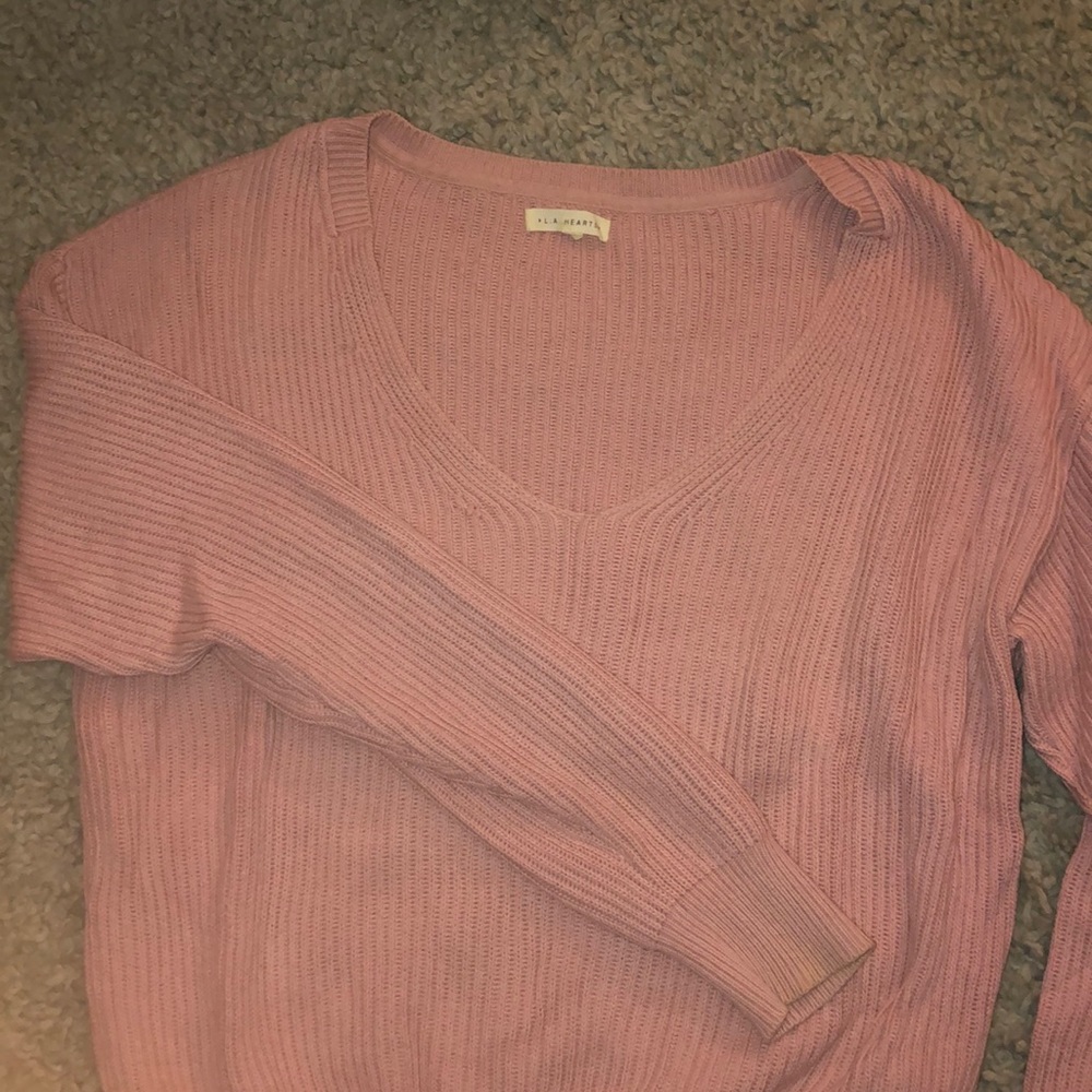 Pink V-neck sweater